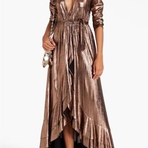 Retrofete Shimmering Bronze High Low Dress